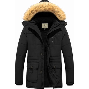 WenVen Men’s Hooded Warm Coat Winter Parka Jacket | Fleece Lined Puffer Outerwear(Black)