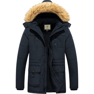 WenVen Men’s Hooded Warm Coat Winter Parka Jacket | Fleece Lined Puffer Outerwear(Navy)