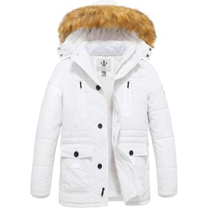 WenVen Men’s Hooded Warm Coat Winter Parka Jacket | Fleece Lined Puffer Outerwear(White)