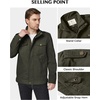 WenVen Men’s Casual Washed Cotton Military Jacket | Spring Fall Stand Collar Workwear Canvas Coat(Army Green)