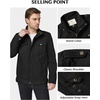 WenVen Men’s Casual Washed Cotton Military Jacket | Spring Fall Stand Collar Workwear Canvas Coat(Black)