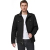 WenVen Men’s Casual Washed Cotton Military Jacket | Spring Fall Stand Collar Workwear Canvas Coat(Black)