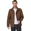 WenVen Men’s Casual Washed Cotton Military Jacket | Spring Fall Stand Collar Workwear Canvas Coat(Coffee)