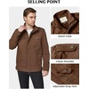 WenVen Men’s Casual Washed Cotton Military Jacket | Spring Fall Stand Collar Workwear Canvas Coat(Coffee)
