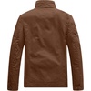 WenVen Men’s Casual Washed Cotton Military Jacket | Spring Fall Stand Collar Workwear Canvas Coat(Coffee)