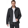 WenVen Men’s Casual Washed Cotton Military Jacket | Spring Fall Stand Collar Workwear Canvas Coat(Grey)
