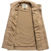 WenVen Men’s Casual Washed Cotton Military Jacket | Spring Fall Stand Collar Workwear Canvas Coat(Khaki Brown)