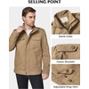 WenVen Men’s Casual Washed Cotton Military Jacket | Spring Fall Stand Collar Workwear Canvas Coat(Khaki Brown)
