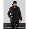 WenVen Men’s Winter Thickened Military Parka Jacket Warm Coat | Cotton Utility Outerwear with Removable Hood(Black)