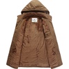 WenVen Men’s Winter Thickened Military Parka Jacket Warm Coat | Cotton Utility Outerwear with Removable Hood(Khaki)
