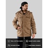 WenVen Men’s Winter Thickened Military Parka Jacket Warm Coat | Cotton Utility Outerwear with Removable Hood(Khaki)