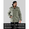 WenVen Men’s Winter Thickened Military Parka Jacket Warm Coat | Cotton Utility Outerwear with Removable Hood(Light Olive)