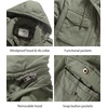 WenVen Men’s Winter Thickened Military Parka Jacket Warm Coat | Cotton Utility Outerwear with Removable Hood(Light Olive)