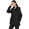 WenVen Women’s Lightweight Cotton Military Hooded Utility Jacket | Casual Removable Hooded Anorak(Black)