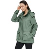 WenVen Women’s Lightweight Cotton Military Hooded Utility Jacket | Casual Removable Hooded Anorak(Green)