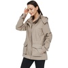 WenVen Women’s Lightweight Cotton Military Hooded Utility Jacket | Casual Removable Hooded Anorak(Khaki)