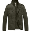 WenVen Men’s Casual Washed Cotton Military Jacket | Spring Fall Stand Collar Workwear Canvas Coat(Army Green)