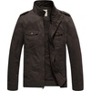 WenVen Men’s Casual Washed Cotton Military Jacket | Spring Fall Stand Collar Workwear Canvas Coat(Tobacco)