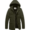 WenVen Men’s Winter Thickened Military Parka Jacket Warm Coat | Cotton Utility Outerwear with Removable Hood(Army Green)