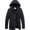 WenVen Men’s Winter Thickened Military Parka Jacket Warm Coat | Cotton Utility Outerwear with Removable Hood(Grey)