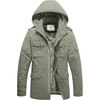 WenVen Men’s Winter Thickened Military Parka Jacket Warm Coat | Cotton Utility Outerwear with Removable Hood(Light Olive)