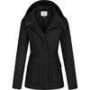 WenVen Women’s Lightweight Cotton Military Hooded Utility Jacket | Casual Removable Hooded Anorak(Black)