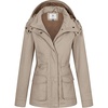 WenVen Women’s Lightweight Cotton Military Hooded Utility Jacket | Casual Removable Hooded Anorak(Khaki)