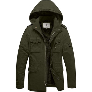 WenVen Men’s Winter Thickened Military Parka Jacket Warm Coat | Cotton Utility Outerwear with Removable Hood(Army Green)