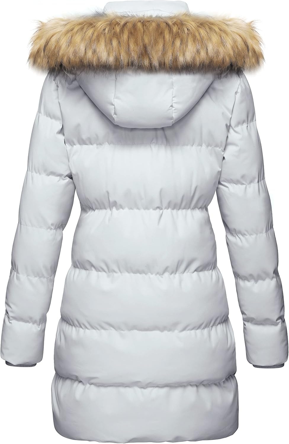 image:imageWenVen Womens Winter Thickened Long Puffer Coat Warm Parka Jacket Removable Faux Fur Hood Windproof Waterproof Plus Size AvailableGrey