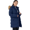 WenVen Women’s Winter Thickened Long Puffer Coat Warm Parka Jacket | Removable Faux Fur Hood, Windproof Waterproof, Plus Size Available(Blue)