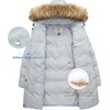 WenVen Women’s Winter Thickened Long Puffer Coat Warm Parka Jacket | Removable Faux Fur Hood, Windproof Waterproof, Plus Size Available(Grey)