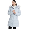 WenVen Women’s Winter Thickened Long Puffer Coat Warm Parka Jacket | Removable Faux Fur Hood, Windproof Waterproof, Plus Size Available(Light Blue)