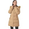 WenVen Women’s Winter Thickened Long Puffer Coat Warm Parka Jacket | Removable Faux Fur Hood, Windproof Waterproof, Plus Size Available(Light Tan)
