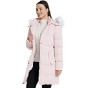 WenVen Women’s Winter Thickened Long Puffer Coat Warm Parka Jacket | Removable Faux Fur Hood, Windproof Waterproof, Plus Size Available(Pink)