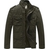 WenVen Men’s Lightweight Twill Cotton Military Windbreaker Canvas Jacket | Spring Casual Coat(Army Green)