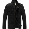 WenVen Men’s Lightweight Twill Cotton Military Windbreaker Canvas Jacket | Spring Casual Coat(Black)