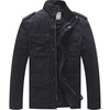 WenVen Men’s Lightweight Twill Cotton Military Windbreaker Canvas Jacket | Spring Casual Coat(Grey)