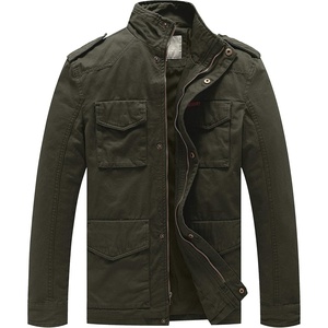 WenVen Men’s Lightweight Twill Cotton Military Windbreaker Canvas Jacket | Spring Casual Coat(Army Green)