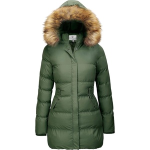 WenVen Women’s Winter Thickened Long Puffer Coat Warm Parka Jacket | Removable Faux Fur Hood, Windproof Waterproof, Plus Size Available(Army Green)
