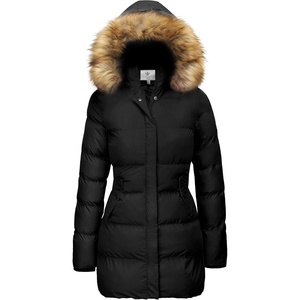 WenVen Women’s Winter Thickened Long Puffer Coat Warm Parka Jacket | Removable Faux Fur Hood, Windproof Waterproof, Plus Size Available(Black)