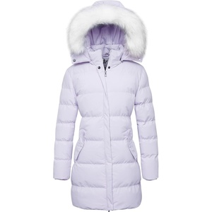 WenVen Women’s Winter Thickened Long Puffer Coat Warm Parka Jacket | Removable Faux Fur Hood, Windproof Waterproof, Plus Size Available(Light Purple)