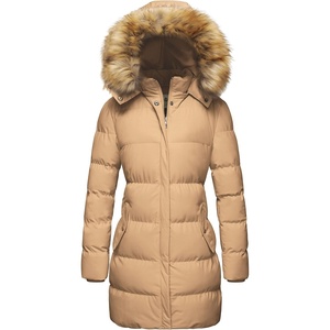 WenVen Women’s Winter Thickened Long Puffer Coat Warm Parka Jacket | Removable Faux Fur Hood, Windproof Waterproof, Plus Size Available(Light Tan)