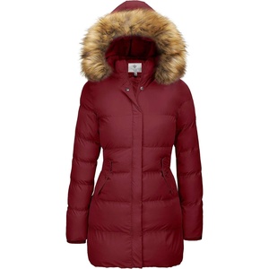 WenVen Women’s Winter Thickened Long Puffer Coat Warm Parka Jacket | Removable Faux Fur Hood, Windproof Waterproof, Plus Size Available(Red)