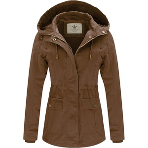 WenVen Women’s Cotton Military Jacket Lightweight Casual Anorak Coat(Coffee)