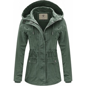 WenVen Women’s Cotton Military Jacket Lightweight Casual Anorak Coat(Green)