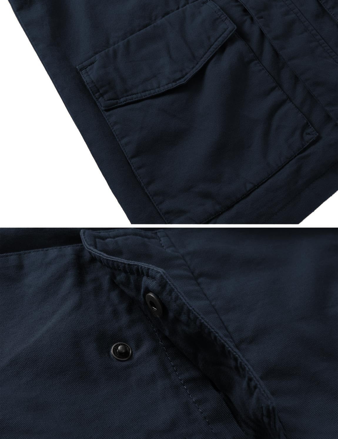 image:imageWenVen Mens Lightweight Twill Cotton Military Windbreaker Canvas JacketNavy