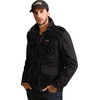 WenVen Men’s Lightweight Twill Cotton Military Windbreaker Canvas Jacket(Black)