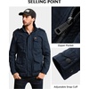 WenVen Men’s Lightweight Twill Cotton Military Windbreaker Canvas Jacket(Navy)