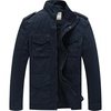 WenVen Men’s Lightweight Twill Cotton Military Windbreaker Canvas Jacket(Navy)
