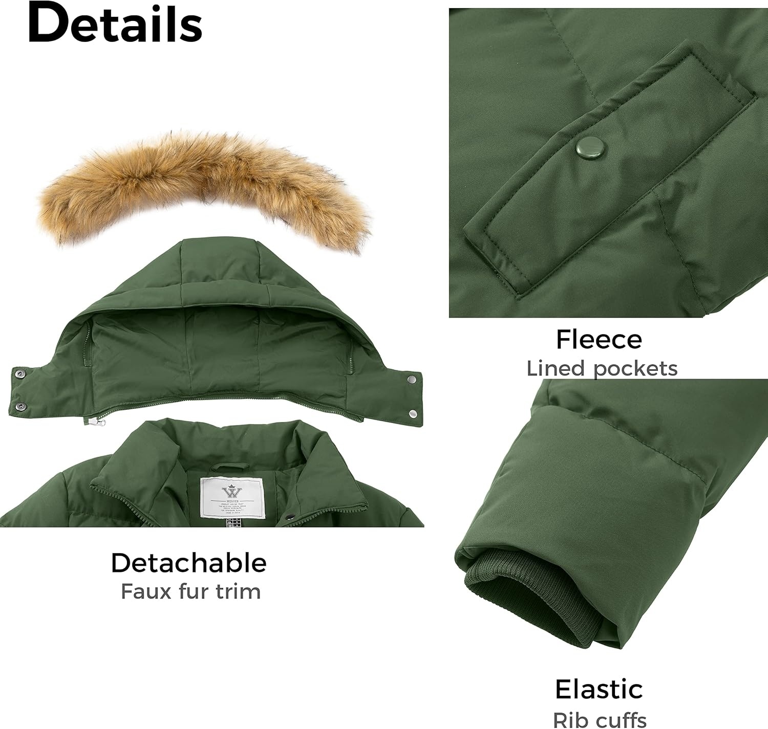 image:imageWenVen Womens Winter Thickened Long Puffer Coat Warm Parka JacketArmy Green
